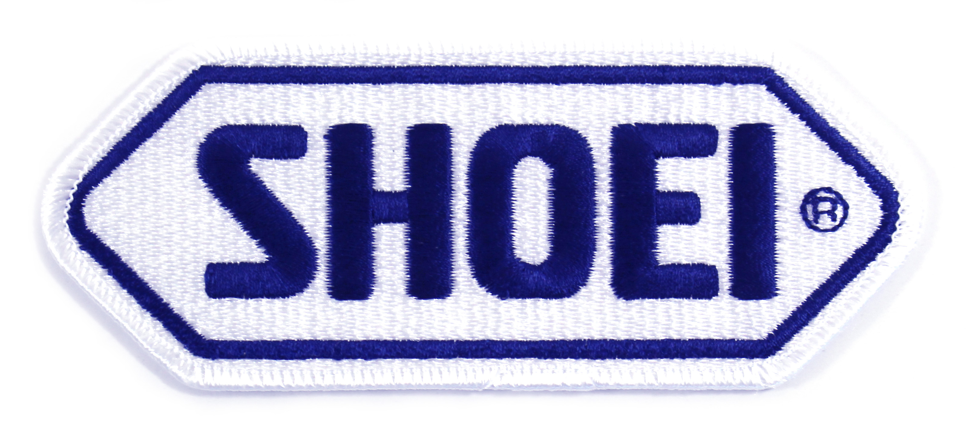 SHOEI Aufnäher Basis Weiß, Logo Blau